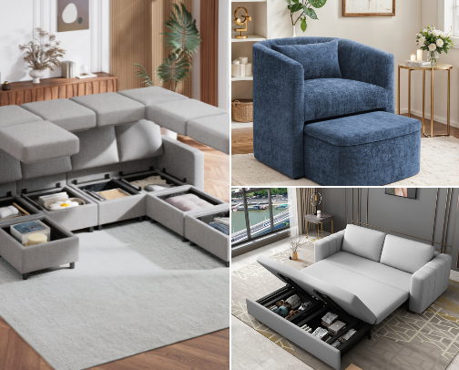 Furniture Options with Storage Included that I LOVE to help keep my home clean and tidy! cover photo collage