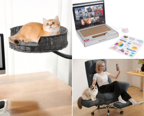 I'm OBSESSED with these Home Office Essentials for Cat Owners (Stay Focused While Your Cat Stays Happy 🐾💻)!! cover photo collage