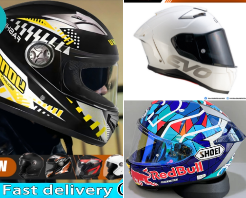Motorcycle helmets & accessories cover photo collage