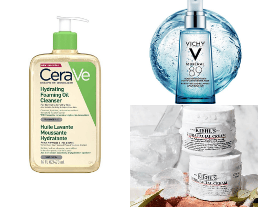 Skincare must haves for DRY skin cover photo collage