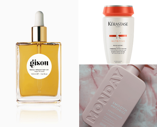 Hair care products cover photo collage