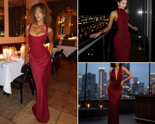 RED DRESS TO IMPRESS cover photo collage
