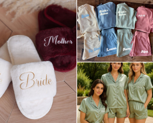 Bride Slippers & terno t-shirt & short cover photo collage
