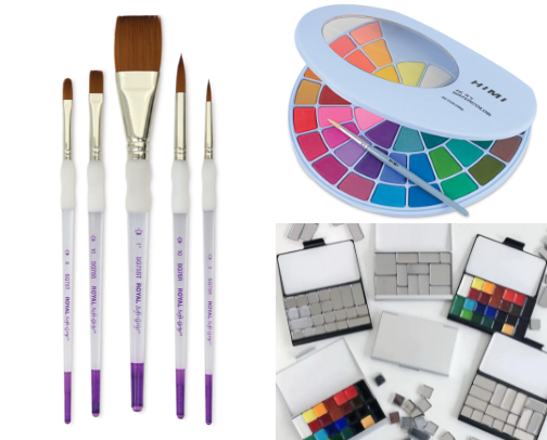 Watercolor Painting Supplies cover photo collage