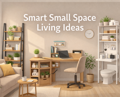 Small Space Living Ideas to Maximize Space & Stay Organized cover photo collage