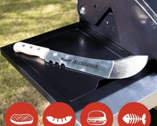 Grill machete with engraving - various motifs + desired name cover photo collage