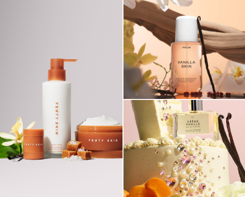 Vanilla and caramel Indulgence: Perfumes & Lotion Selection cover photo collage
