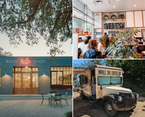 Austin coffee shops for good drinks and good vibes cover photo collage