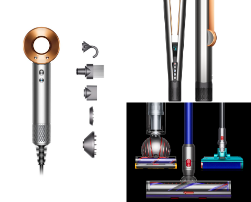 Dyson hair dryer and styler cover photo collage