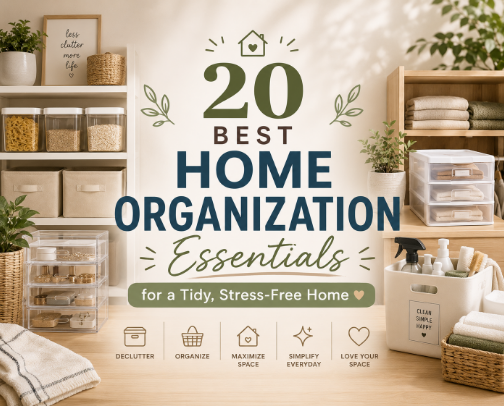 20 Best Home Organization Essentials for a Tidy, Stress-Free Home cover photo collage