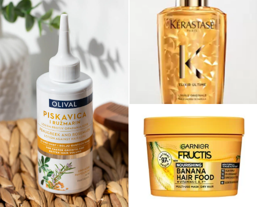 Products for healthy hair cover photo collage