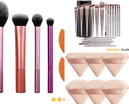 makeup brushes,beauty blender,powder puff... cover photo collage