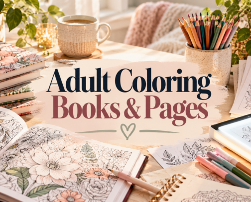 Adult Coloring Books & Pages cover photo collage