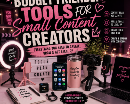 Budget-friendly Tools for Small Content Creators cover photo collage