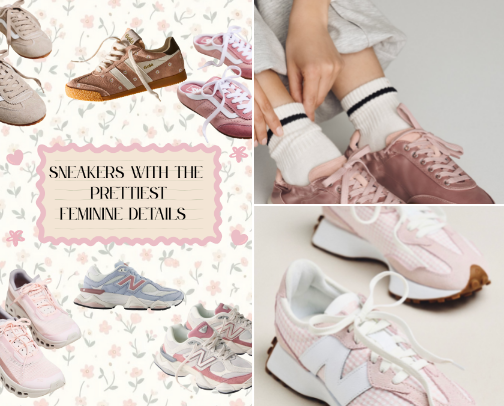 Sneakers with the prettiest feminine details cover photo collage