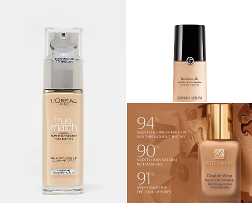 Foundation for normal and dry skin cover photo collage