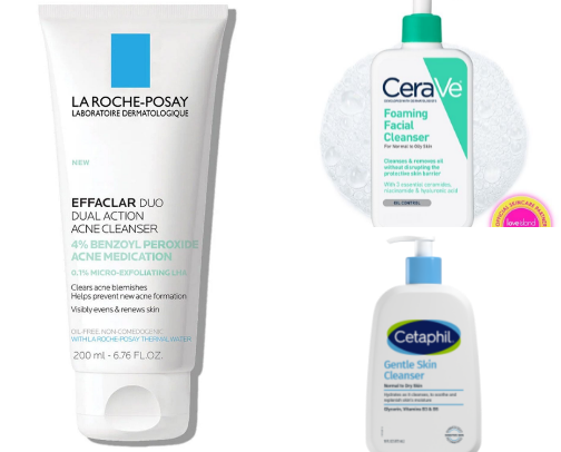 "Healthy skin begins with a gentle facial wash." cover photo collage