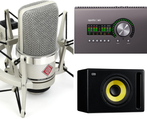 Equipment for setting up a recording studio at home cover photo collage