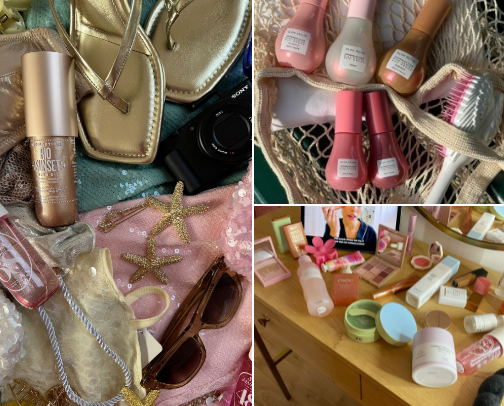 summer essentials! (fav skincare, makeup & sunscreen) cover photo collage
