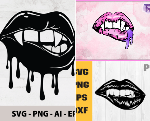 15 Vampire Lips SVG Cut Files cover photo collage