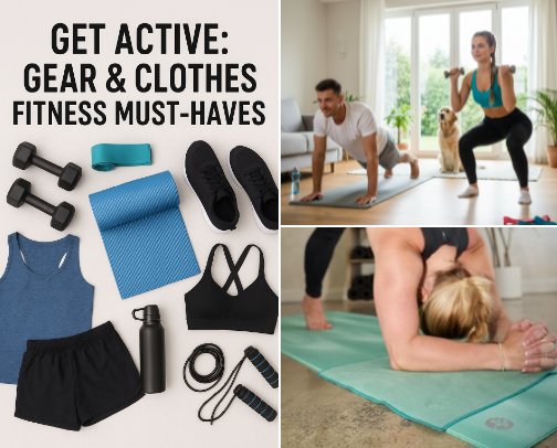 GET ACTIVE: Gears and Clothes Fitness Must-Haves cover photo collage