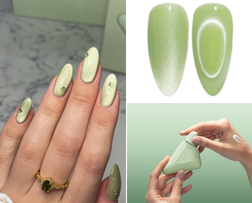 💚❇️ Green glass nails cover photo collage