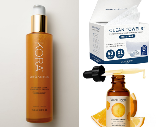 Skincare products for glass skin cover photo collage