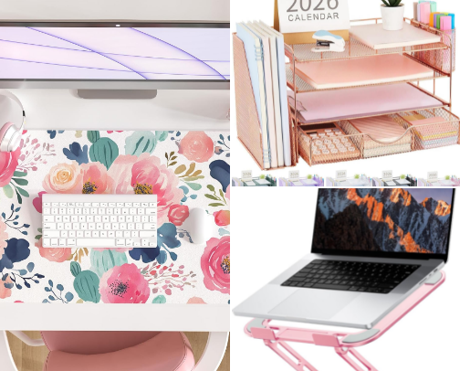 Floral Theme Home Office Setup cover photo collage