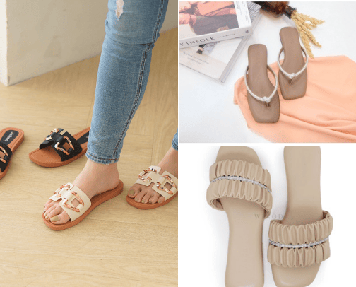 Sendal santai wanita cover photo collage