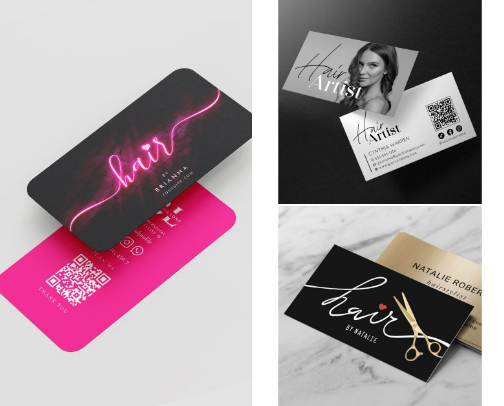 Modern Hairstylist Beauty Salon Business Cards: Minimalist & Professional Designs cover photo collage