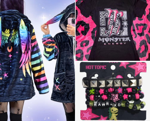 Scene, Scenecore, and Alt clothing and accessories cover photo collage