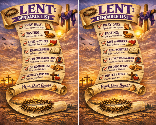 ✝️💜 40 Days to Grow: The Ultimate Lent Bendable List 💜✝️ cover photo collage