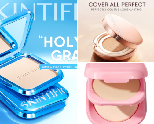 Powders, Cushion, Foundation cover photo collage