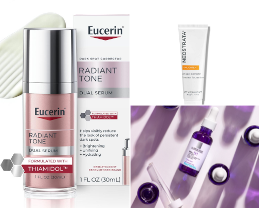 Dermatologist recommended products for clear glowy skin, part 1: dark spots and pigmentation cover photo collage