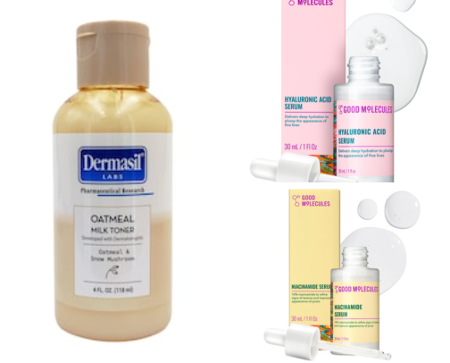 My current skincare routine products cover photo collage