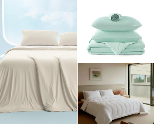 Best Bedding for Hot Sleepers, cool to the touch cover photo collage