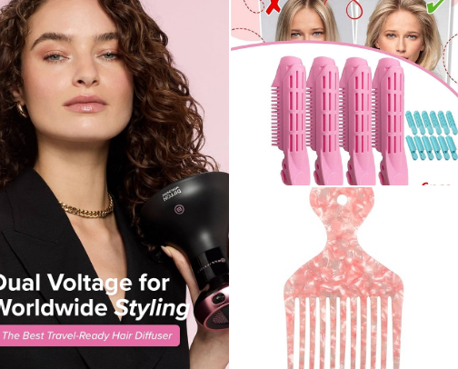 Voluminous Curly Hair Essentials & Accessories cover photo collage