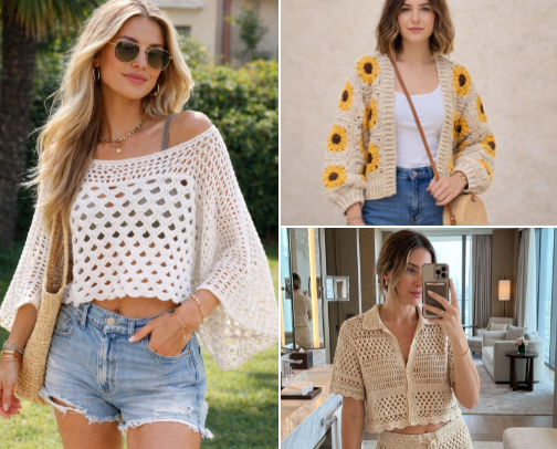Beautiful Woman's Crochet Apparel cover photo collage