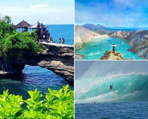 Several tourist destinations around the indonesia that are perfect for a vacation cover photo collage