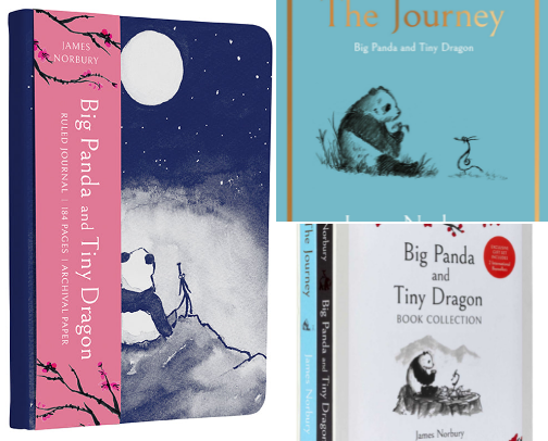 Big Panda and Tiny Dragon calming books and stationery collection cover photo collage