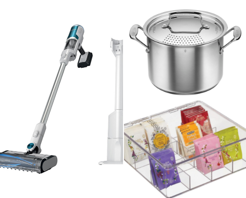 My household must-haves for a clean and organized home; vacs, kitchen gadgets, dehumidifiers, and storage solutions! cover photo collage