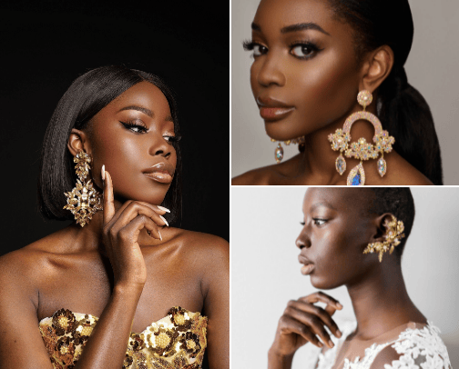 "Bling Brilliance: Sparkling Earrings Collection for Your Special Moments." cover photo collage