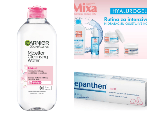 Skin products cover photo collage