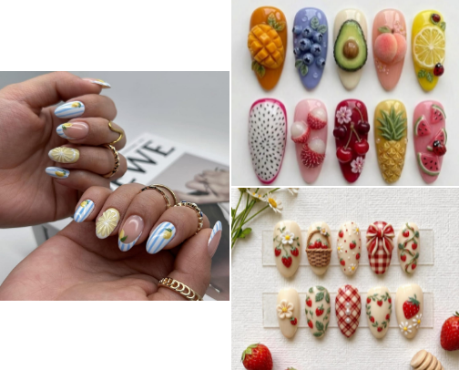 Cute Summer Press-On Nails for Vacation, Pool Days, Beach Trips & Weekend Plans cover photo collage
