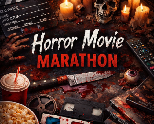 Horror movie marathon cover photo collage