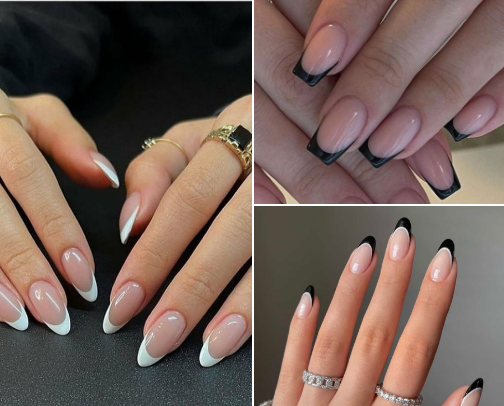 French tip nails cover photo collage