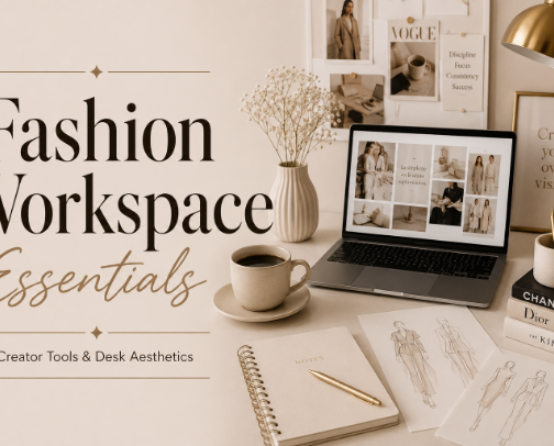 Fashion Work Space Essentials cover photo collage
