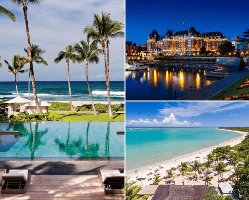 Luxury hotels worldwide cover photo collage