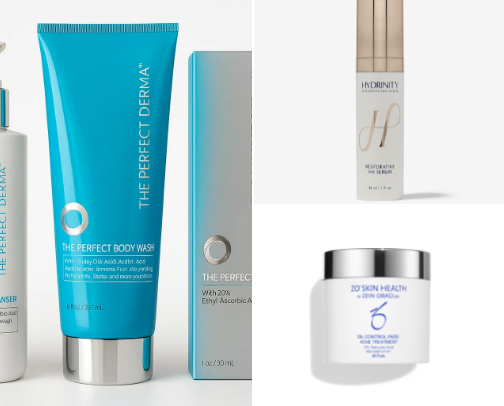 Must have products -
just a girl who works in aesthetics 💋 cover photo collage
