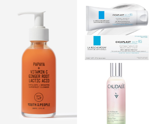 Skincare favorites!!! ✨ Must-haves for glowy, hydrating skin 🫧🧼🧴🧘🏻‍♀️ I swear by these!! #skincareroutine #selfcaretime cover photo collage